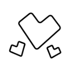 Un cœur noir stylisé, symbole d'élégance et de mystère.